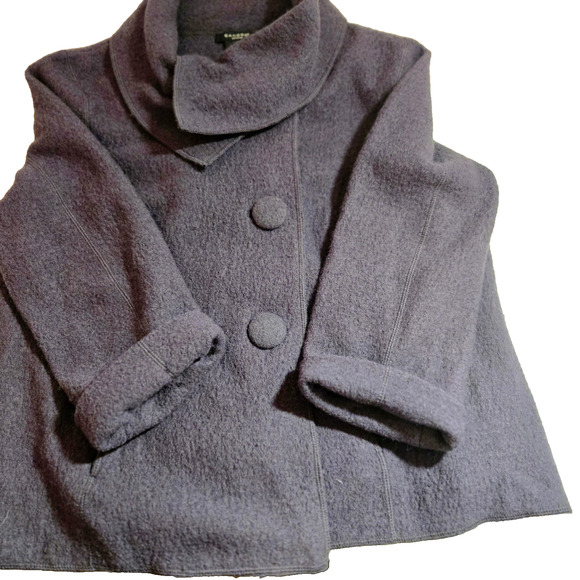 Vintage Sandro Wool Dark Grey Swing Jacket XL - Picture 8 of 16